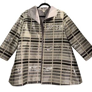 Grace Chuang New York Jacket XL Metallic Grid Sheer Evening Topper